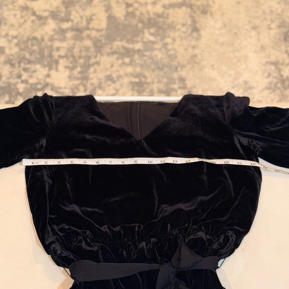 Ann Taylor Black Velvet Jumpsuit with Waist Tie - Picture 3 of 9